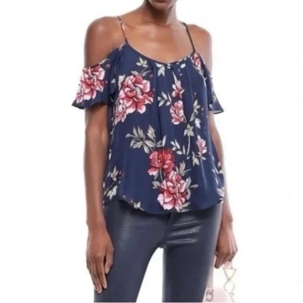 Joie Silk Floral Cold Shoulder Blouse